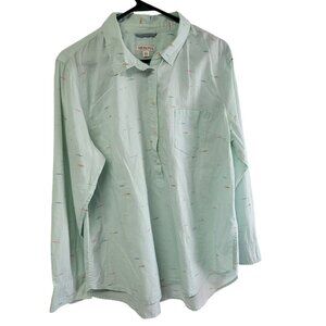 Merona Button Down Half Pullover Shirt Collar Swimmers Pool Womens Plus Size XXL